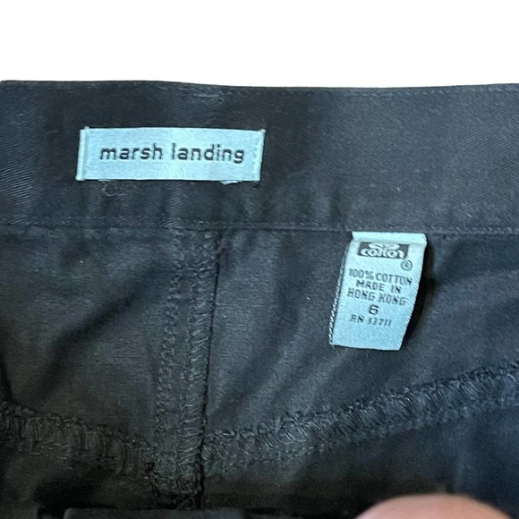 Marsh Landing Pencil Straight Mini Skirt Women 6 Front‎ Slit Black 100% Cotton - Picture 6 of 7